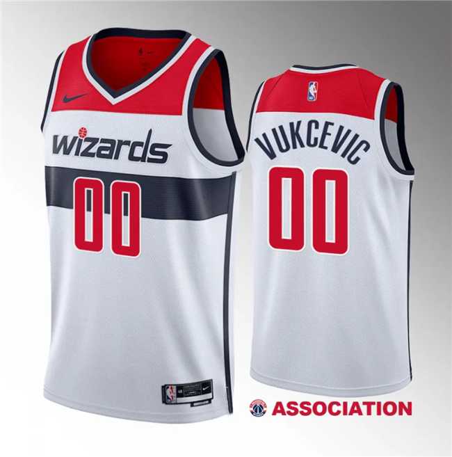 Mens Washington Wizards #00 Tristan Vukcevic White 2023 Draft Association Edition Stitched Jersey Dzhi